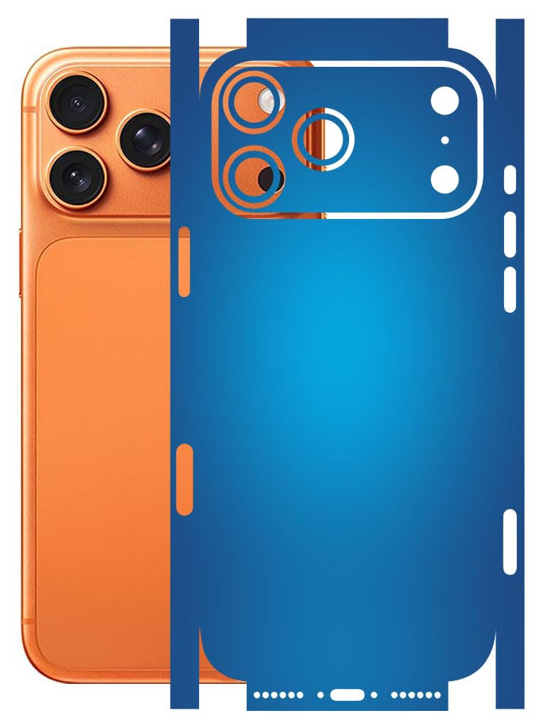 AtOdds - Full Body Back Screen Guard Protector Film - Lamination Wrap Skin Sticker for iPhone 17 Pro Max | Scratchproof Matte Finish (Design - Aqua Blue) - Image 1