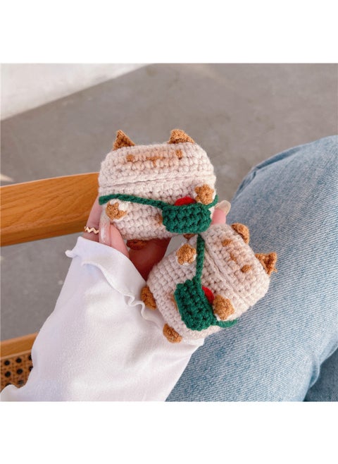 Knitted Backpack Kitten For Apple Bluetooth Earphone Cover AirPods4 Soft Case 1/2/3 Generation Cute Pro2 Female-Color:Knitted Backpack Kitten Headphone Cover-Applicable Model:AirPods Pro/AirPods Pro2