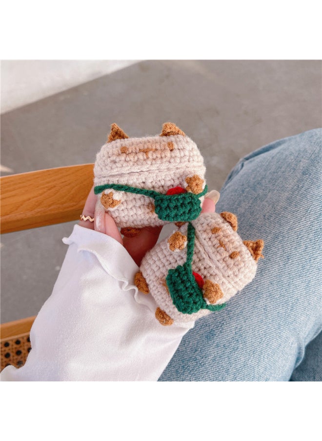 Generic - Knitted Backpack Kitten For Apple Bluetooth Earphone Cover AirPods4 Soft Case 1/2/3 Generation Cute Pro2 Female-Color:Knitted Backpack Kitten Headphone Cover-Applicable Model:AirPods Pro/AirPods Pro2 - Image 1