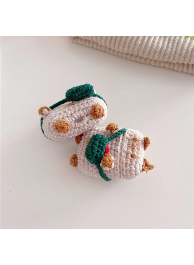 Generic - Knitted Backpack Kitten For Apple Bluetooth Earphone Cover AirPods4 Soft Case 1/2/3 Generation Cute Pro2 Female-Color:Knitted Backpack Kitten Headphone Cover-Applicable Model:AirPods Pro/AirPods Pro2 - Image 1