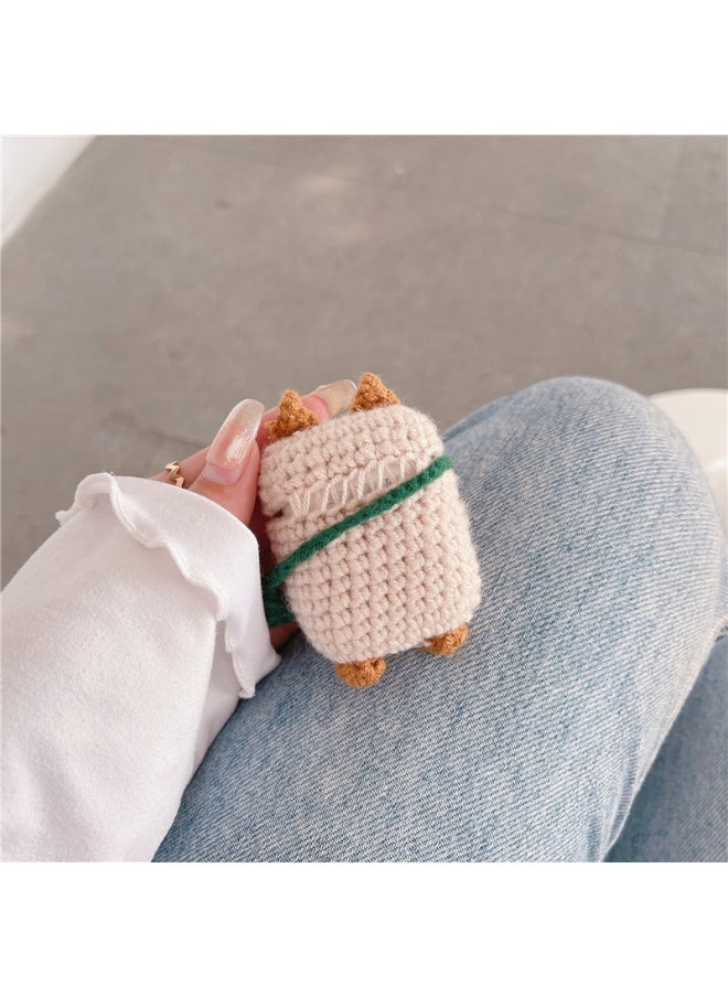 Generic - Knitted Backpack Kitten For Apple Bluetooth Earphone Cover AirPods4 Soft Case 1/2/3 Generation Cute Pro2 Female-Color:Knitted Backpack Kitten Headphone Cover-Applicable Model:AirPods Pro/AirPods Pro2 - Image 1