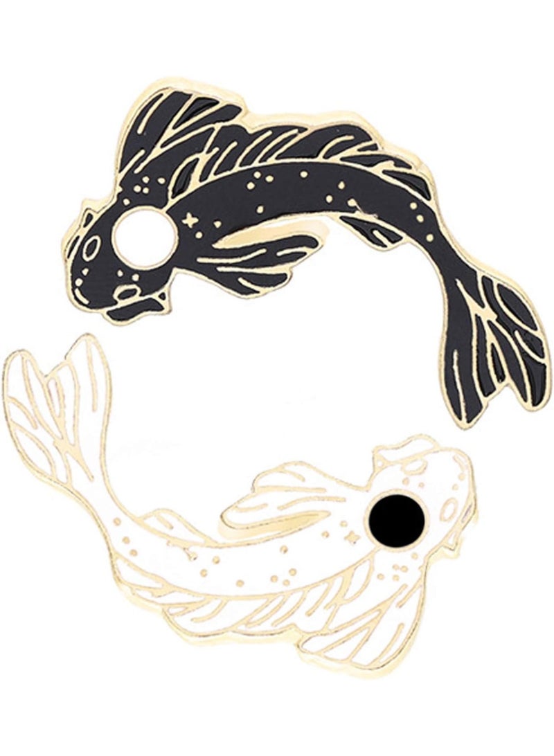 Goolsky Enamel Lapel Brooches Pin Set, 2pcs Lovely Black and White Fish Brooch, Cute Cartoon Pins for Backpacks Clothes Bags Jackets Hat Jewelry DIY Accessories  - Image 1