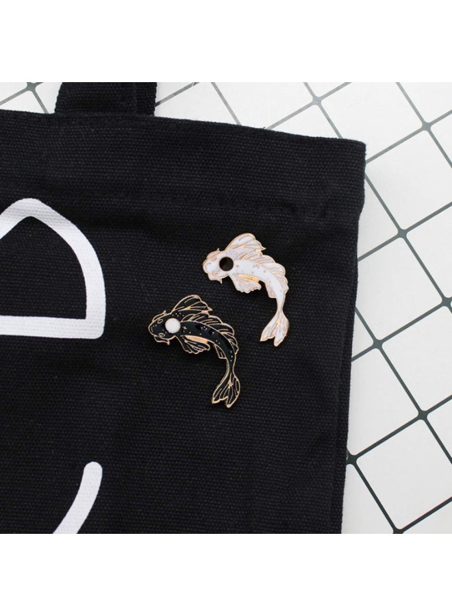 Goolsky Enamel Lapel Brooches Pin Set, 2pcs Lovely Black and White Fish Brooch, Cute Cartoon Pins for Backpacks Clothes Bags Jackets Hat Jewelry DIY Accessories  - Image 3