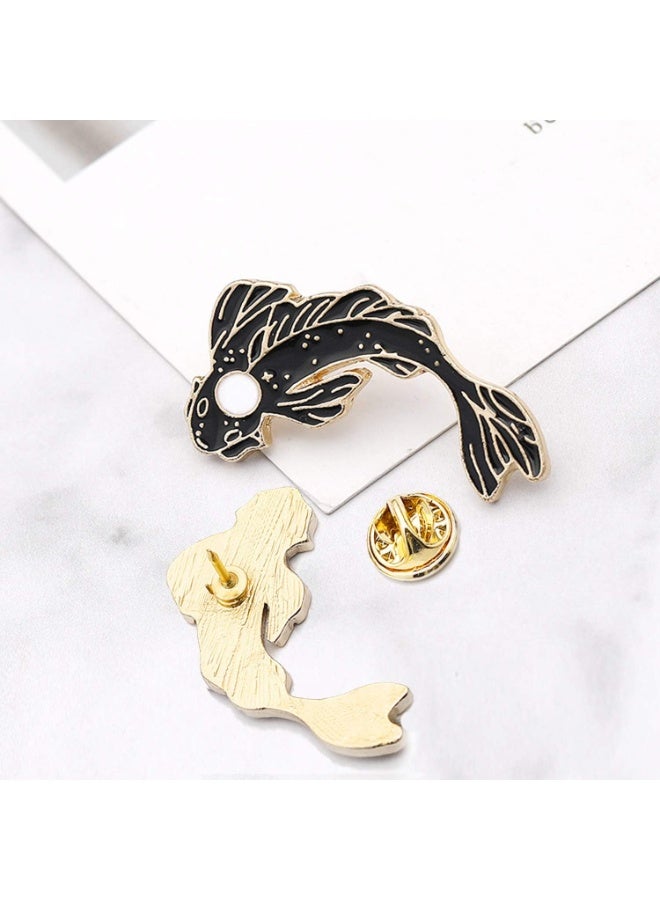 Goolsky Enamel Lapel Brooches Pin Set, 2pcs Lovely Black and White Fish Brooch, Cute Cartoon Pins for Backpacks Clothes Bags Jackets Hat Jewelry DIY Accessories  - Image 5