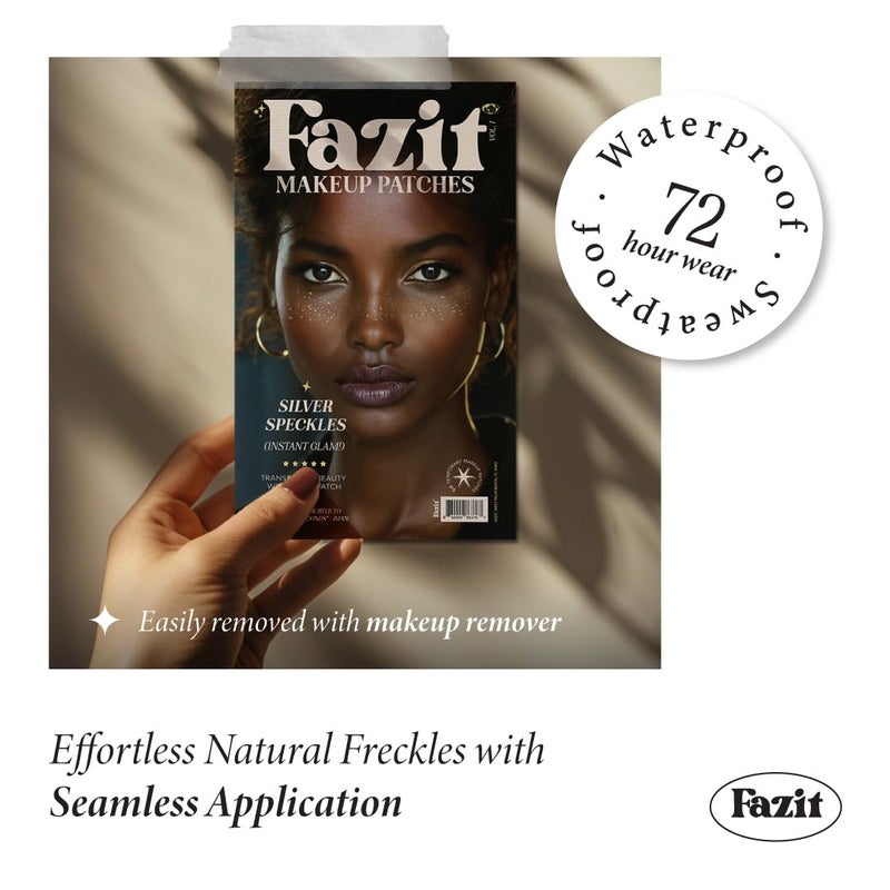 Fazit Makeup Patches - Silver Speckles - Glow Up Make-Up Patches - Cute Glitter Makeup Accessories for Women - Cosmetic Glitter for Face - Image 4