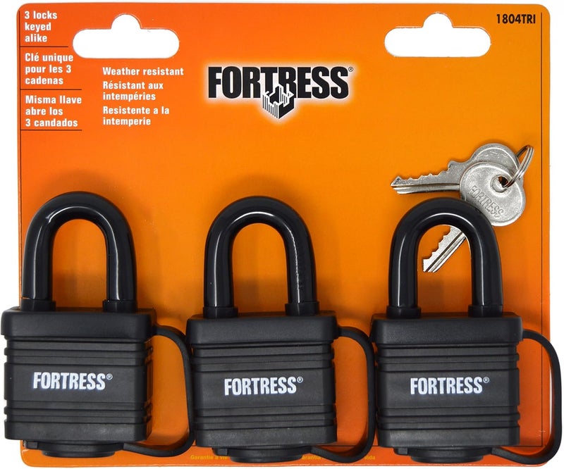 Master Lock Fortress Series Covered Laminated Weatherproof Padlock - 3 Pack - Image 5