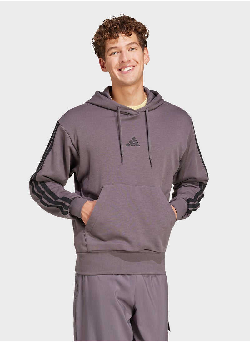 Adidas Essential 3 Stripe French Terry Hoodie  - Image 3