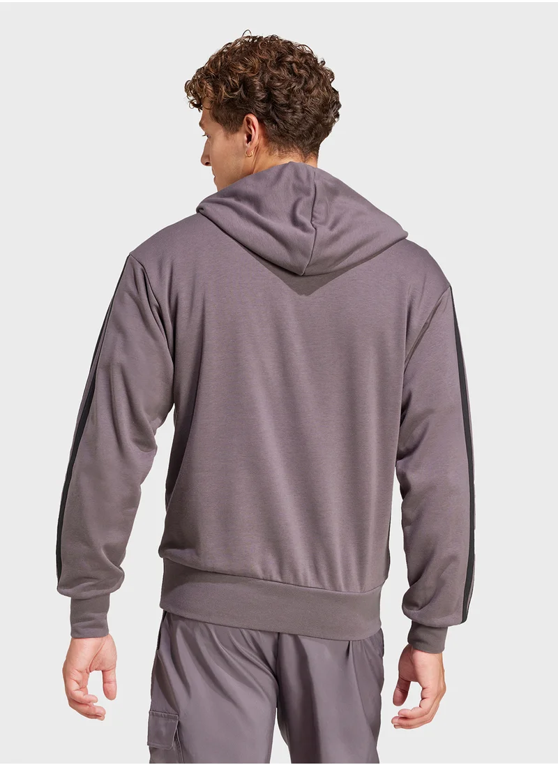 اديداس Essential 3 Stripe French Terry Hoodie