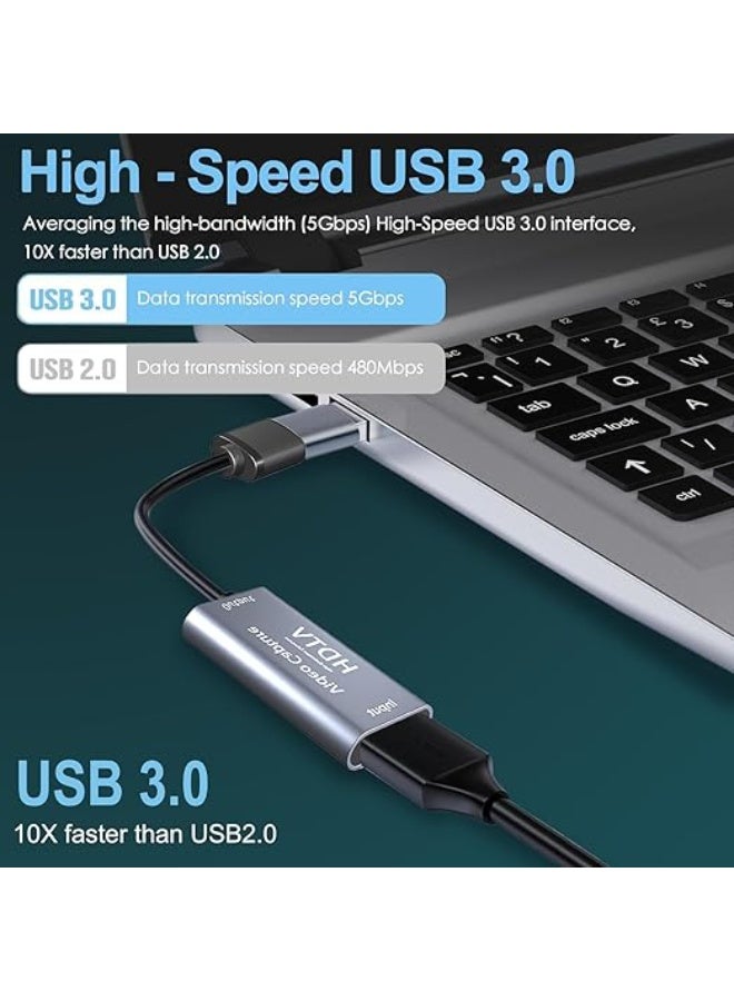 This 4K USB video capture adapter supports a maximum output resolution of 1080p and sends audio and video signals to computers and smartphones for previewing and storage. It's suitable for high-definition recording, teaching, medical imaging, and more. - Image 2