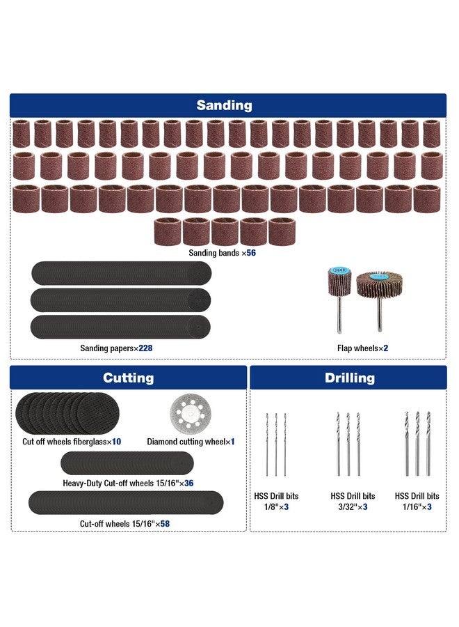 WORKPRO 476PCS Rotary Tool Accessories Kit, Rotary Tool Bits for Easy Cutting, Sanding, Grinding, Carving, Polishing, Drilling and Engraving - Image 4