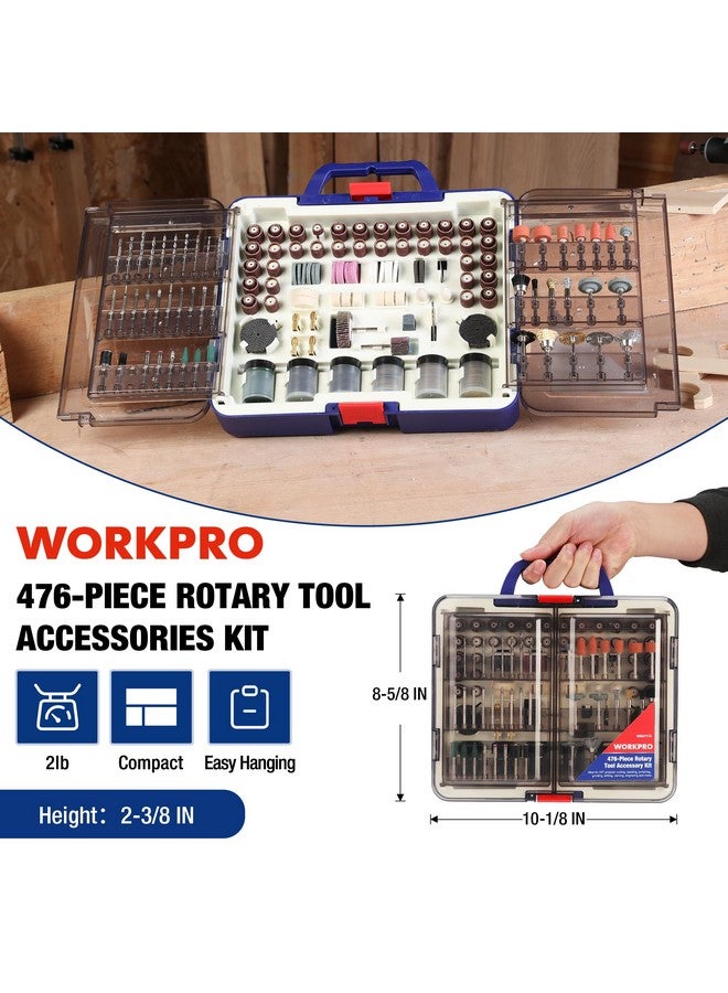 WORKPRO 476PCS Rotary Tool Accessories Kit, Rotary Tool Bits for Easy Cutting, Sanding, Grinding, Carving, Polishing, Drilling and Engraving - Image 2