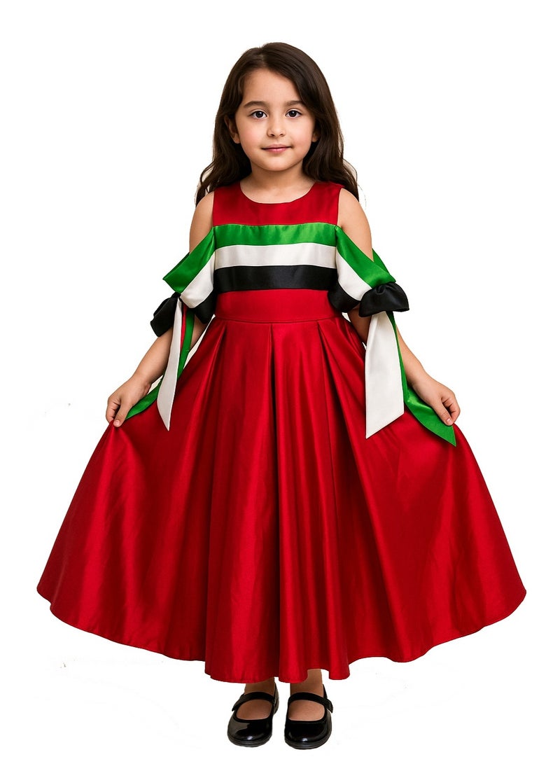 Home Smart National Day Flag Pattern Red Dress for Girls Celebrate UAE National Day in Style UAE National Dress for National Festive Events - Image 1