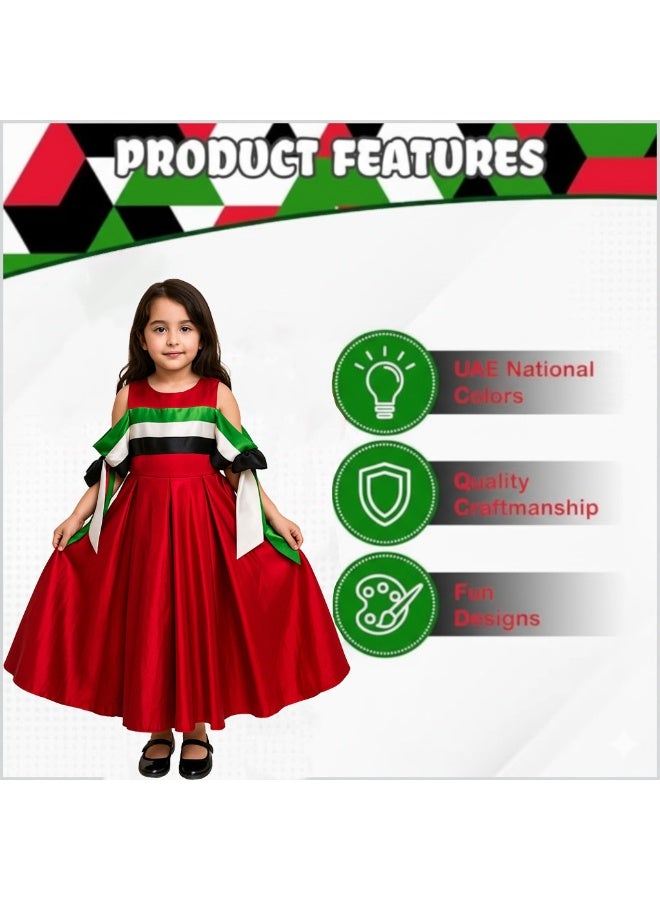 Home Smart National Day Flag Pattern Red Dress for Girls Celebrate UAE National Day in Style UAE National Dress for National Festive Events - Image 3