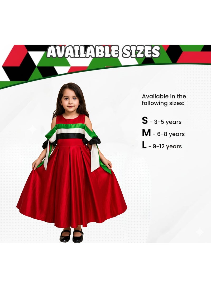 Home Smart National Day Flag Pattern Red Dress for Girls Celebrate UAE National Day in Style UAE National Dress for National Festive Events - Image 2