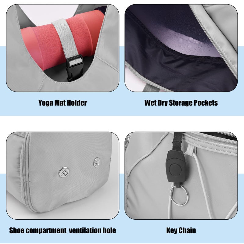 Forestfish Gym Bag For Women With Yoga Mat Holder & Shoe Compartment & Wet Dry Storage Pocket & Adjustable Strap - Image 5