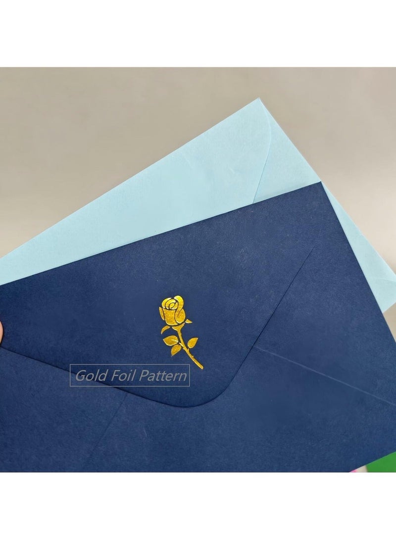 BenQuand 16 Pack  Envelop with Gold Embossed Patterns, 8 Colors Self Adhesive Envelopes for Invitations, Great for Graduation, Invitation, Wedding and RSVP Cards,4.2x6.2 inch - Image 4