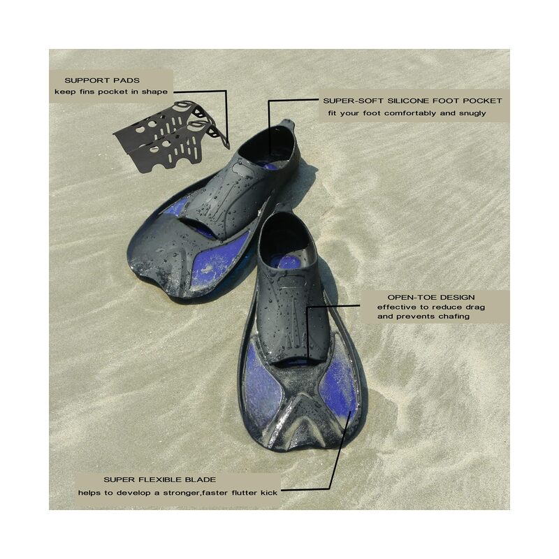 Swim Fins,Short Snorkel Fins Travel Size Flippers for Snorkeling Diving Swimming Adult Men Women - Image 4