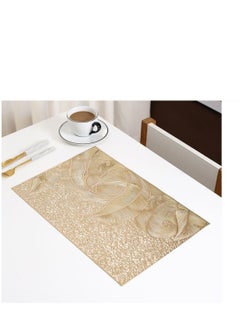 Table Mat Set of 6, Rectangular Gold Placemat for Dining Table,  45X30cm Washable & Wipeable Place Mat Cloth for Ramadan Wedding Kitchen Living Room Home Coffee Party Decor