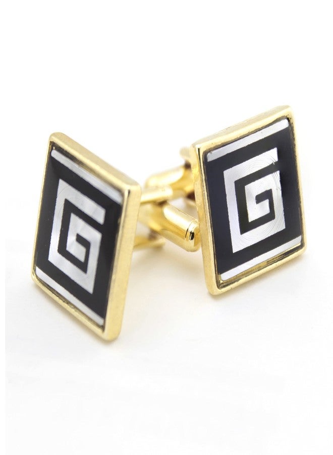 Kavove The Maze Battle Black & Golden Cufflink For Men - Image 1