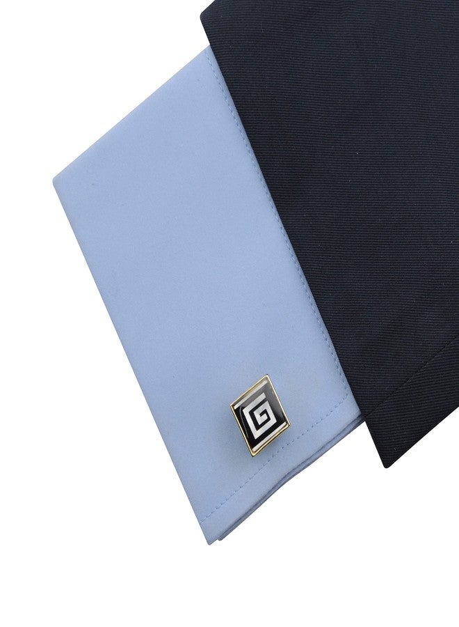Kavove The Maze Battle Black & Golden Cufflink For Men - Image 3