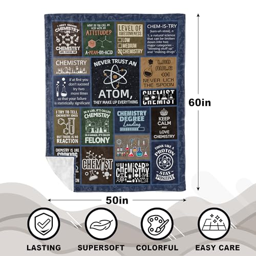 Zolumy Chemistry Gifts for Women/Men, Best Chemistry Teacher/Students Gift, Birthday/Graduation Gift for Chemistry Lover, Science Blanket 60X50in - Image 4