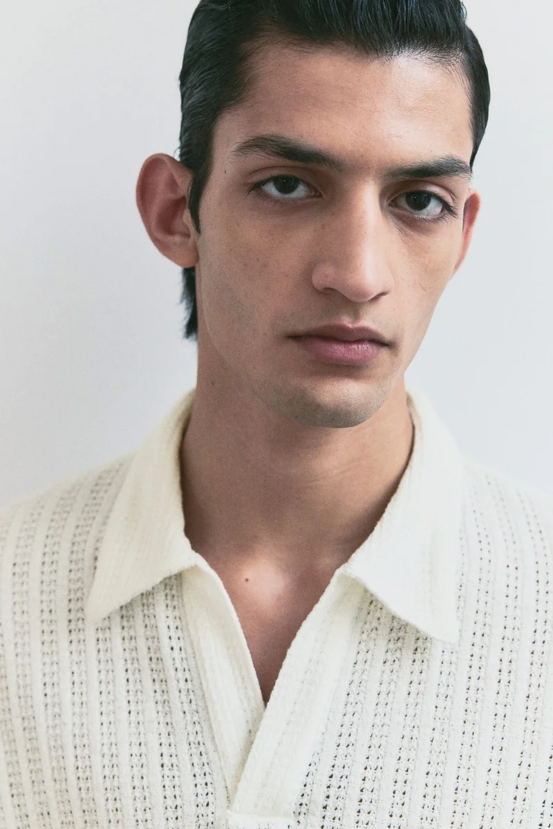 H&M Loose Fit Jacquard-Knit Polo Shirt