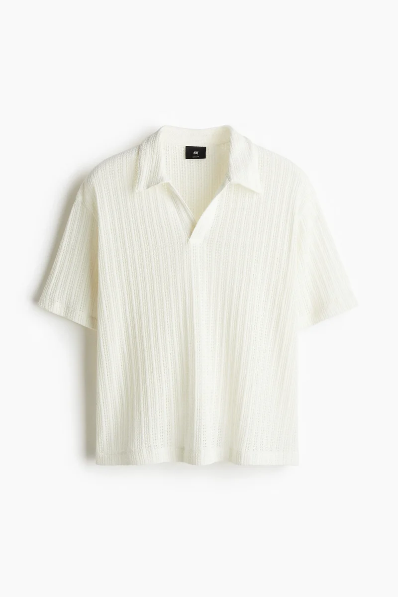 H&M Loose Fit Jacquard-Knit Polo Shirt
