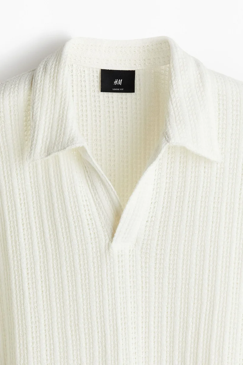 H&M Loose Fit Jacquard-Knit Polo Shirt