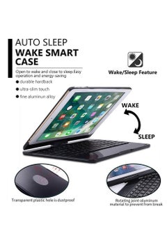 Y&D Keyboard Cover for iPad 10.2" 9th 8th 7th Gen, 2021/2020/2019 Air 3rd Gen Pro 10.5" 7 Color Backlight Smart Sleep-Wake 360 Degree Rotation Slim Wireless with Folio Hard Back (Black)  - Image 4