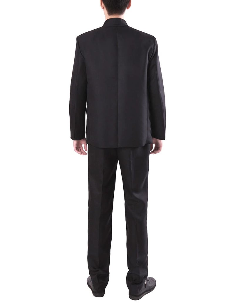 StarDY Chinese Tunic Suits Mandarin Collar Formal Black Suit Slim Fit Front Button Japanese School Uniform Groom Dress (Black, L) - Image 4