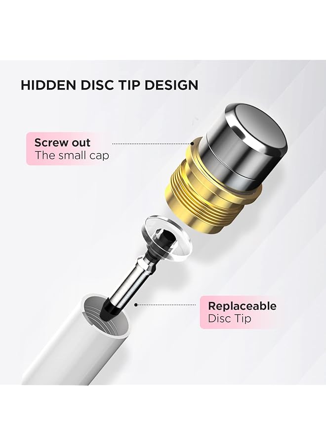 Stylus Pen Capacitive Disc Tip Pencil And Magnetic Cap Stylus Compatible With All Touch Screens Touch Pens For Ipad Pro Ipad Air Mini Ipod Iphone Samsung Galaxy Tab Smartphone Tablet - Image 3