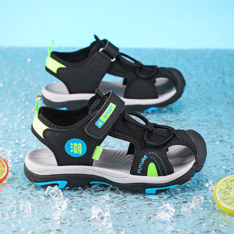 Summer Girls' Sandals, Children'S Closed-Toe Beach Shoes, Anti-Collision And Anti-Kick Boys' Sports Clogs, Jinchuan Foot Protection - Image 2