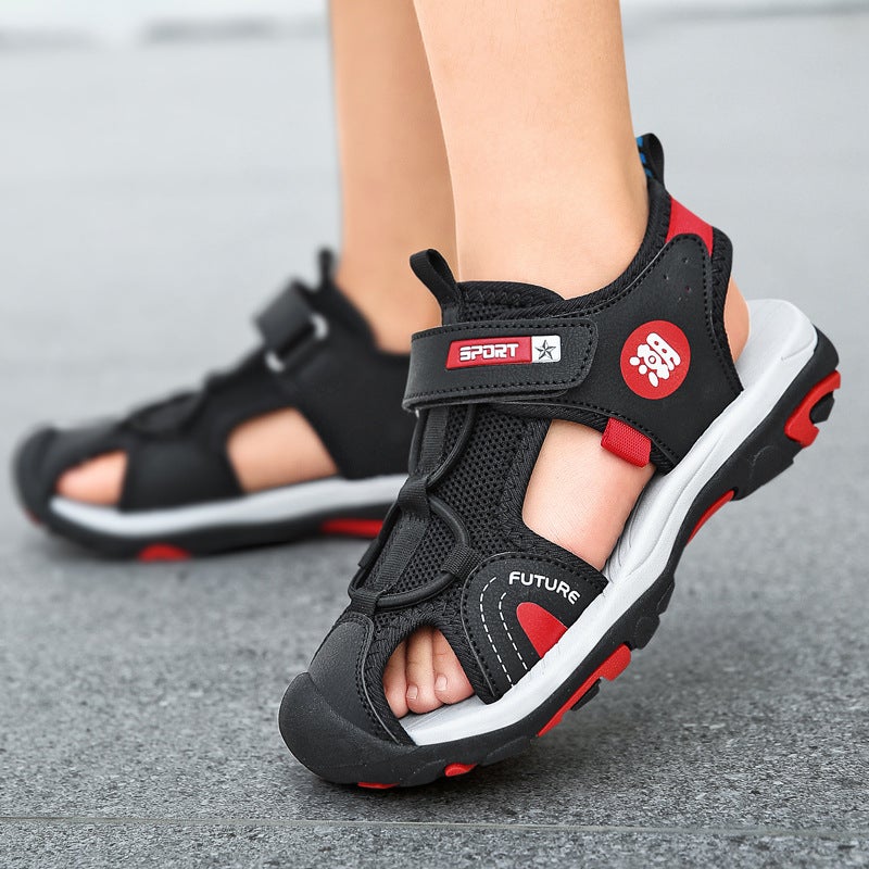 Summer Girls' Sandals, Children'S Closed-Toe Beach Shoes, Anti-Collision And Anti-Kick Boys' Sports Clogs, Jinchuan Foot Protection - Image 3
