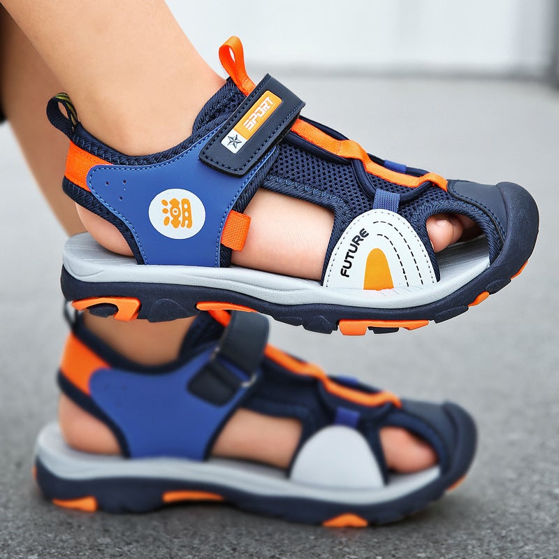 Summer Girls' Sandals, Children'S Closed-Toe Beach Shoes, Anti-Collision And Anti-Kick Boys' Sports Clogs, Jinchuan Foot Protection - Image 5