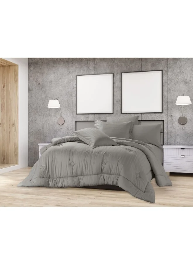 Cannon 4-Piece Striped Pattern King Sized Comforter Set Grey 50 x 35 x 60 cm CN CK4PCS-GRYD