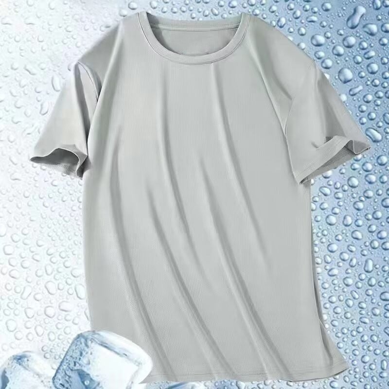 Foreign Trade Ice Silk T-shirt Mens Short-sleeved Summer New Light Mesh Quick-drying Sweatshirt Thin Half-sleeved Cross-border Mens Wear navy blue - Image 4