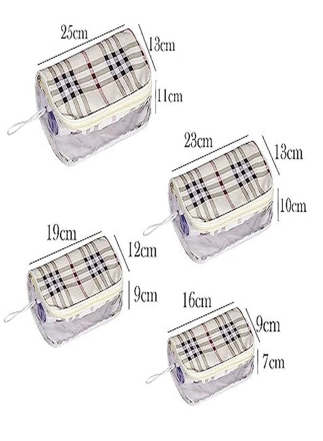 FICTIOUS Cosmetic Pouch Set Travel Toiletry Kit Bag Transparent Makeup Bag Plastic Box Vanity Shaving Kit Cosmetic Bag Combo of 4 Set for Women and Men Multipurpose Transparent Travel Pouch - Image 2