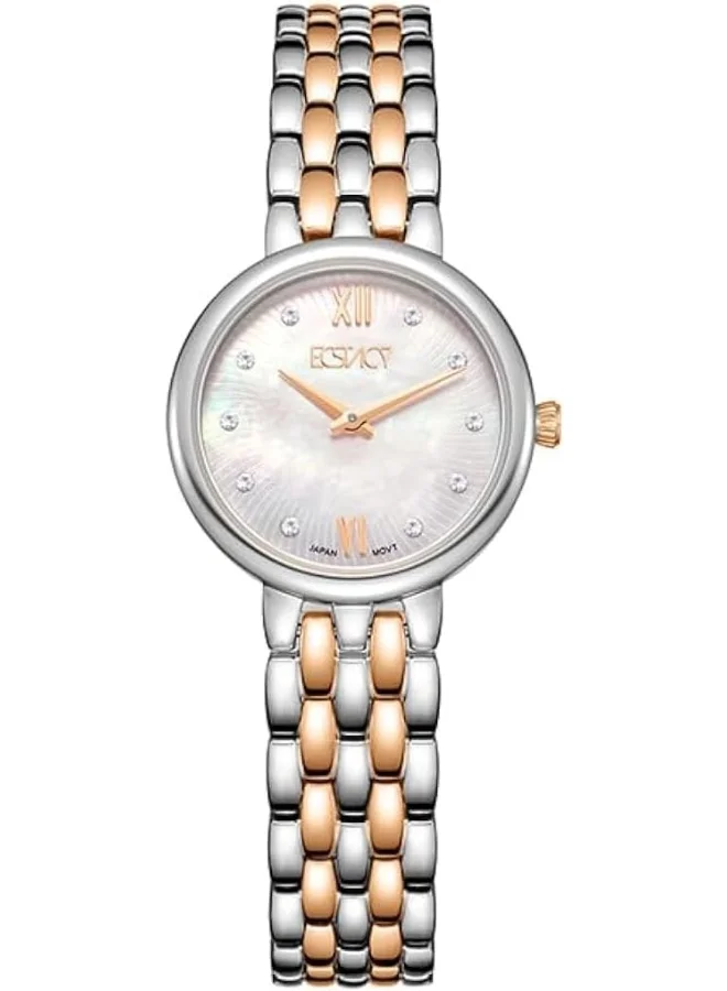 إكستاسي Ecstacy Women's VJ20 Movement Watch, Analog Display and Stainless Steel Strap - E23510-KBKM, Two Tone Rose Gold