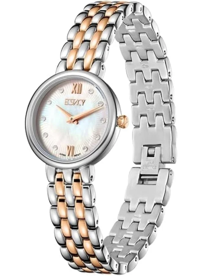إكستاسي Ecstacy Women's VJ20 Movement Watch, Analog Display and Stainless Steel Strap - E23510-KBKM, Two Tone Rose Gold