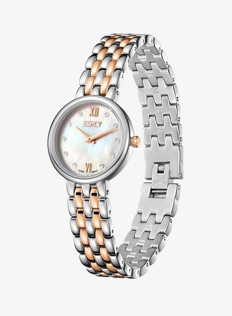 Ecstacy Women's VJ20 Movement Watch, Analog Display and Stainless Steel Strap - E23510-KBKM, Two Tone Rose Gold - Image 2