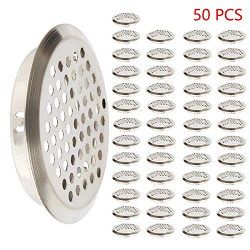 COMOK 50Pcs 53mm/2inch Stainless Steel Air Vents, Circular Vent Stainless Steel Round Vent Mesh Hole Louver for Kitchen, Bathroom, Cabinet, Garderobe, Wardrobe and Shoe Cabinet - Image 5