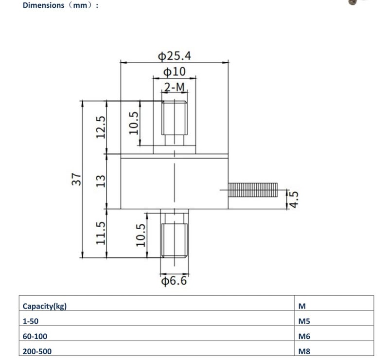 CALT DYMH-103 500KG Mini Tension and Compression Force Sensor Inline Load Cell Weighing Miniature Pull Rod Pressure Sensor Portable Crane Scale - Image 5