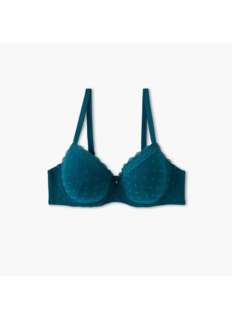 فاف Floral Lace Detail Balconette Bra with Adjustable Straps