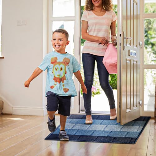 Status Contract Anti Slip Front Door Mat|(38x58cm) Living Room Rug for Entrance Door|Polypropylene Floor Mats for Home|Essential Small Rugs for Office, Bedroom & Kitchen|Blue | Set of 2 - Image 3