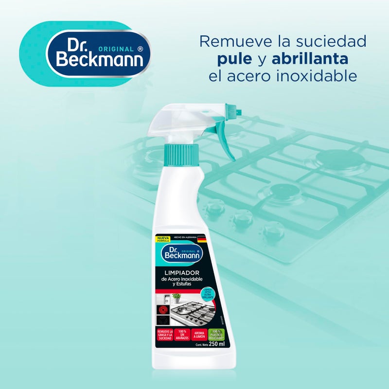 Dr. Beckmann, Stainless Steel Cleaner, Shiny, Matte and Chrome Surfaces, Removes Grease and Fingerprints, Foaming Formula, German Quality, 250 ml - Image 5