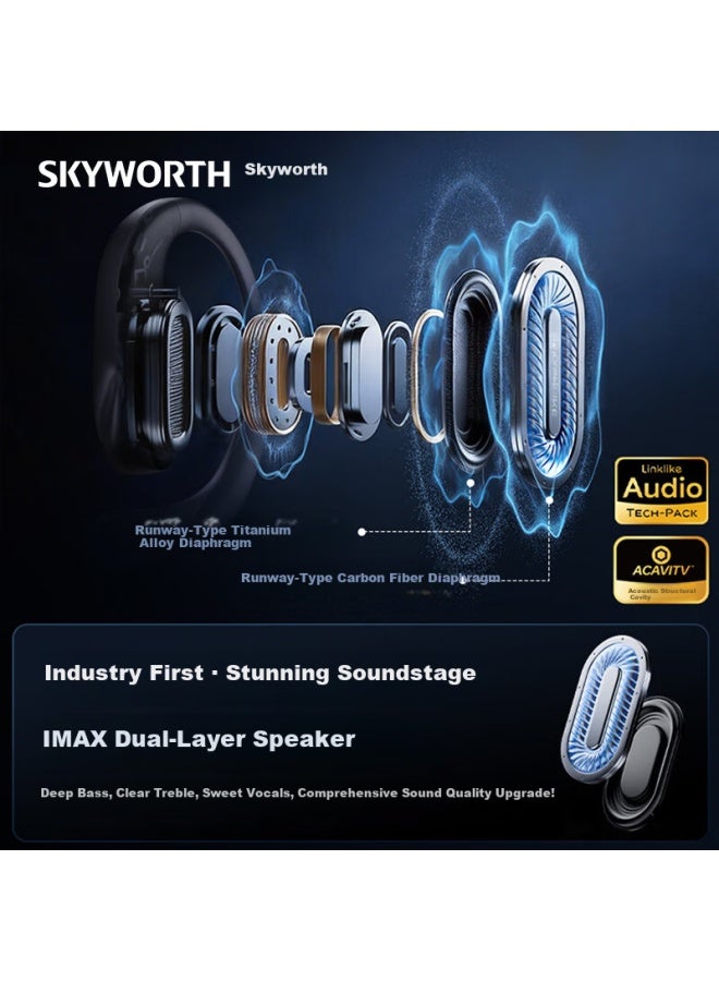 Skyworth D5 Openfit Galaxy Black Ai Edition Bluetooth Ear Hook Earphones New Sports Open-ear Non-in-ear Comfortable Long Battery Life New Year Gift - Image 1