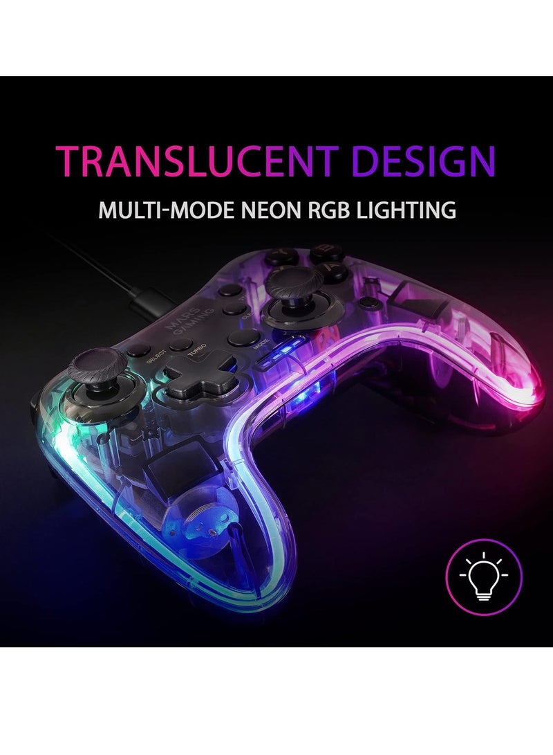 ELTRAZONE Professional Neon RGB Wireless Gamepad Dual Haptic Vibration Analogue Joysticks Controller For PC And PS3  - Image 2