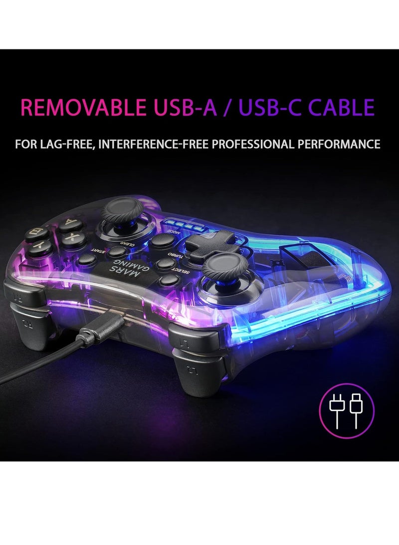 ELTRAZONE Professional Neon RGB Wireless Gamepad Dual Haptic Vibration Analogue Joysticks Controller For PC And PS3  - Image 5