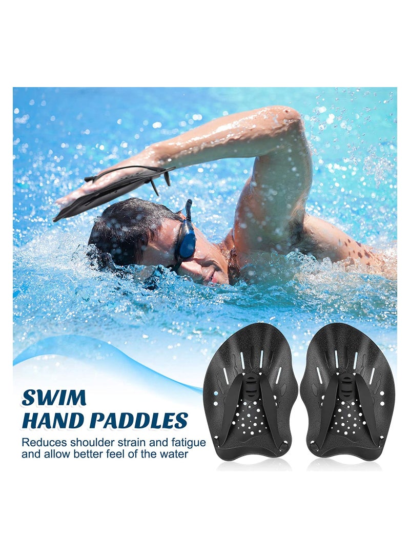SYOSI 2 Pair Contour Swim Paddles Hand Swim Training Paddles Hand Swim Paddles Hand with Adjustable Straps Swimming Hand Paddles for Women Men and Children Professional Swimming Accessories - Image 2