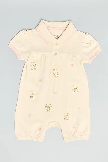 أر أند بي 2 Pack Printed Collared Rompers with Puff Sleeves